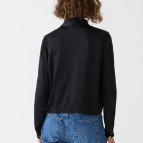 J CREW Black Lady Jacket In Luster Crepe Women's Jacket Gold Tone Button Down - Picture 3 of 12